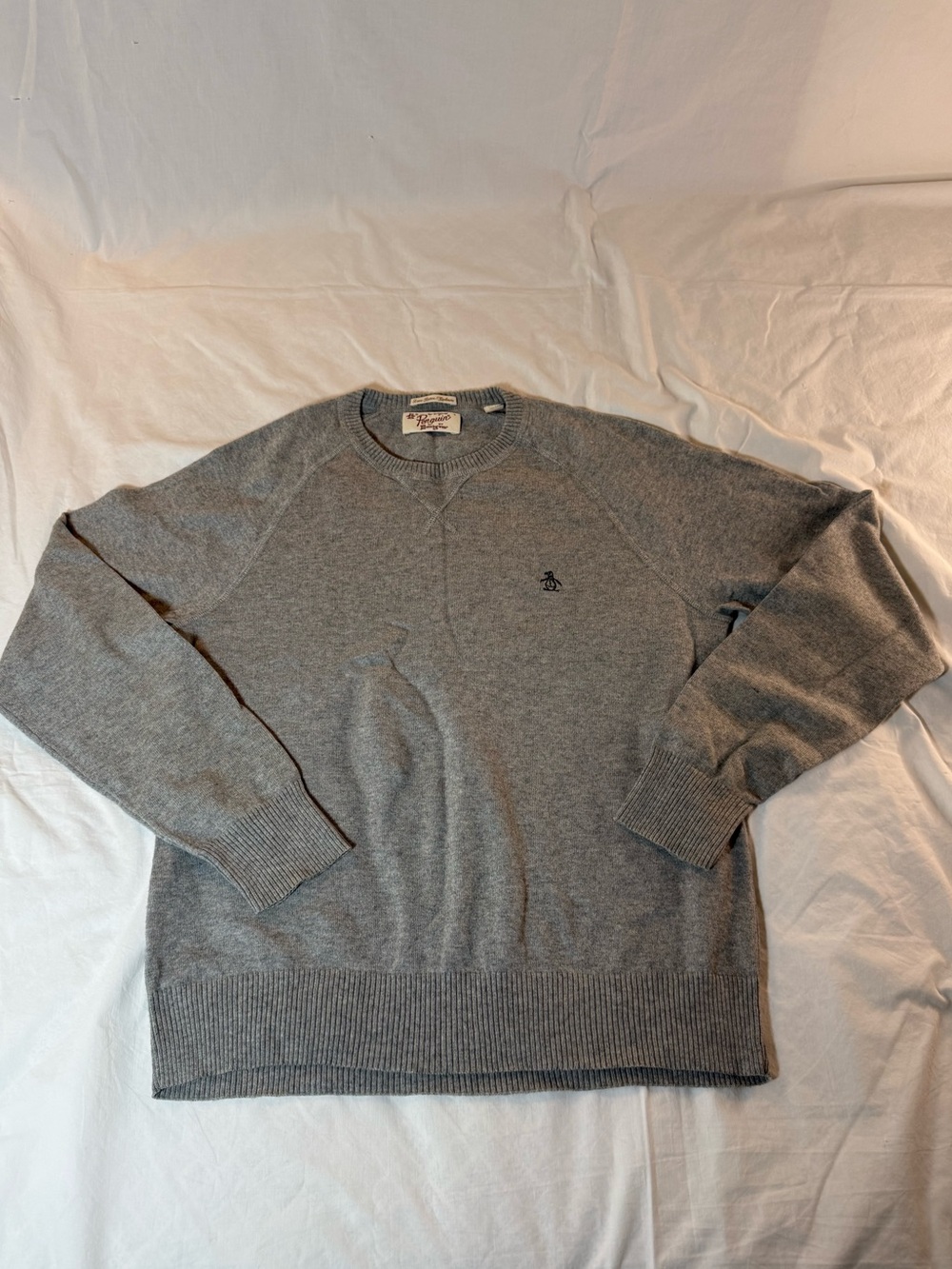 Vintage Original Penguin Men's Heather Gray Crewneck Sweater